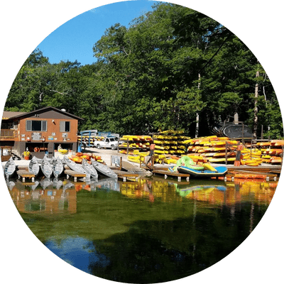9 view from the river of riverside canoes